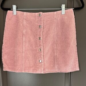 Pink Corduroy‎ Button-Front Skirt